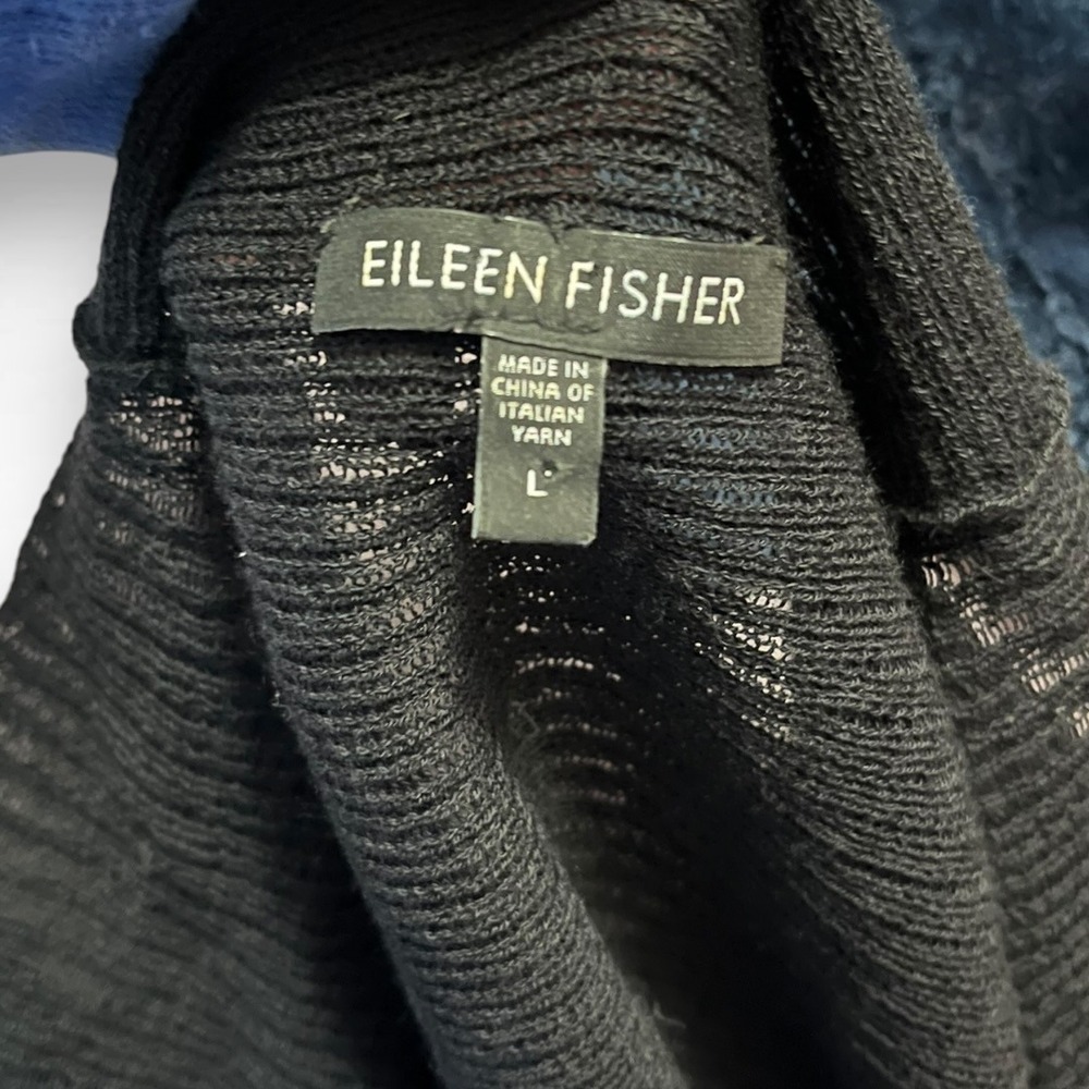 EILEEN FISHER Black 100% Wool Sleeveless Long Cardigan Vest Large | EUC - Picture 5 of 6